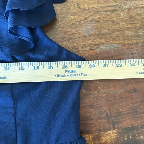 Lulus Navy Blue One Shoulder Ruffle Midi Dress XL Wedding Guest Formal - Picture 8 of 9